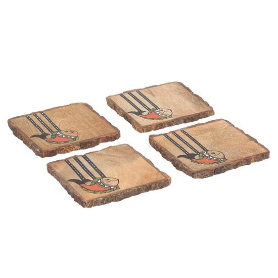 10.16 cm Madhubani Fish Coasters for Office in Mango Wood Set of 4 Tea Coasters for Dining Table for Home Coasters for Cups Coasters for Glasses