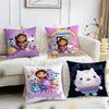 Cartoon Gabbys Dollhouse Cushion Cover Reversible Plush Pillow Cover – For Car, Sofa, Bedroom, Perfect As a Gift.
