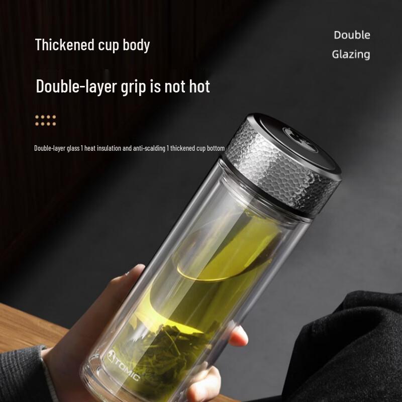 TOMIC Double-Layer Heat-Resistant Hammered Glass Cup