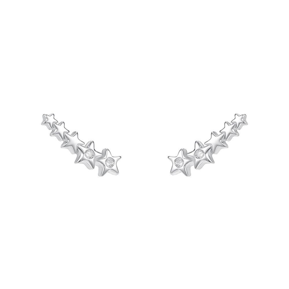 Beixi S925 Sterling Silver Meteor Diamond Studs: Shiny Zirconia Star Row Earrings, Simple & Exquisite.