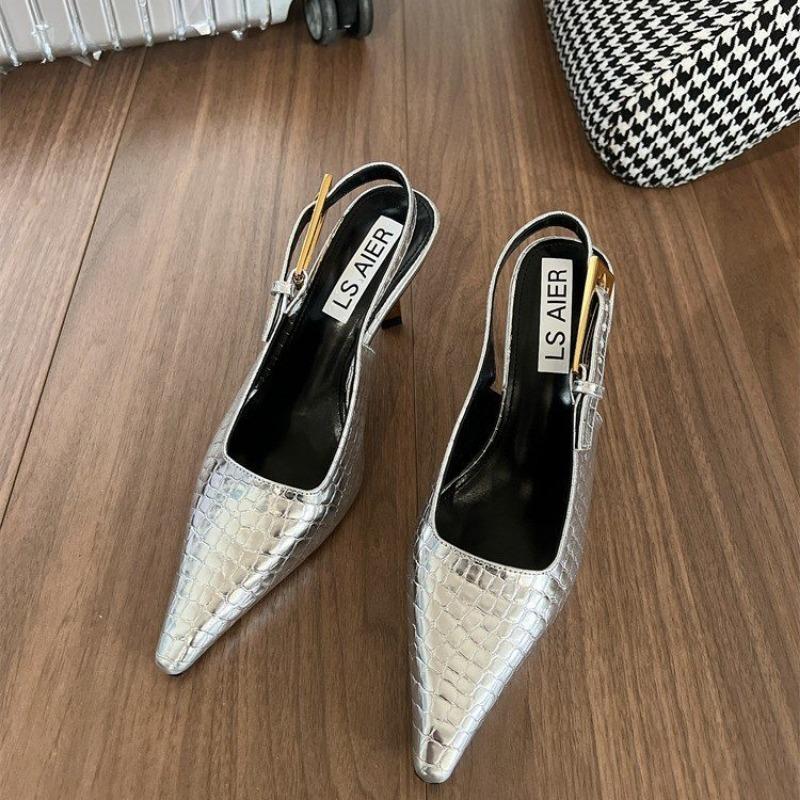 2024 Women Shoes Pumps Fashion Spring Pointed Toe Female Footwear Summer Shallow Slingbacks Sandals Ladies High Heels Shoes