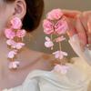 Chiffon Flowers Tassel Earrings Multicolor Women Earrings Sweet Long Drop Earring  Ear Jewelry