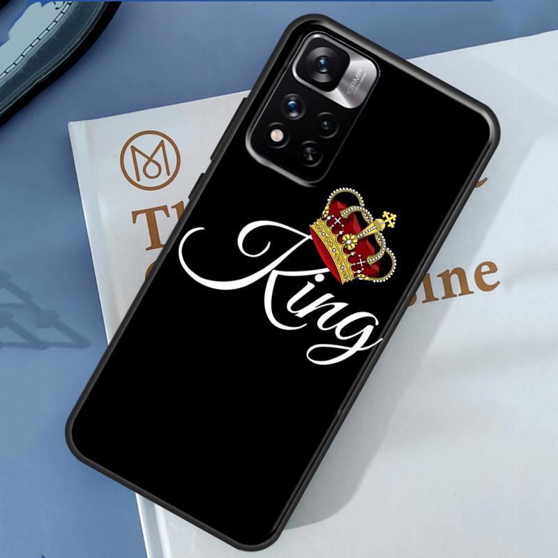Crown QUEEN & KING Couples Case For Xiaomi Redmi 13C 10C 12C 14C Redmi Note 14 13 Pro 12 11 9 10 9S 10S 11S 12S Cover