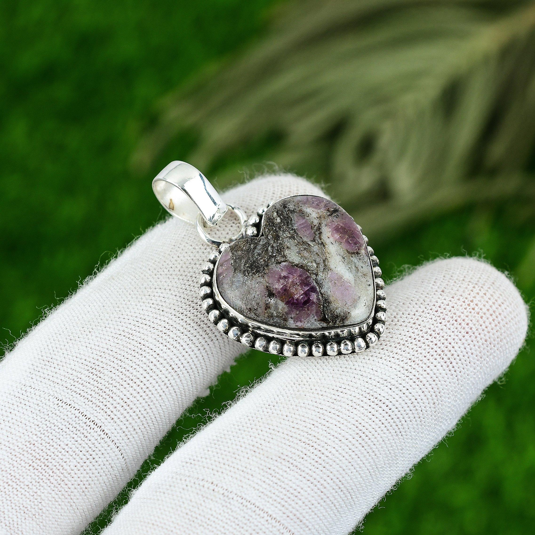 

Свадебный подарок для нее Подвеска из серебра 925 пробы с натуральным розовым турмалином