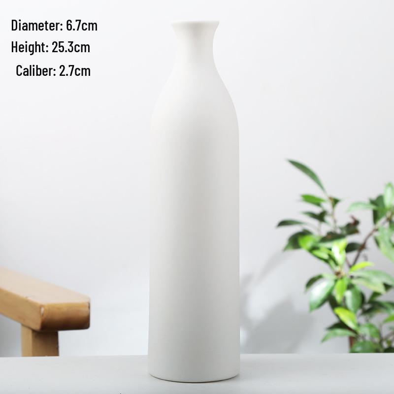 Nordic Style White Porcelain Ceramic Vase 3-Piece Set - Modern Unglazed Flower Containers for Home Decor