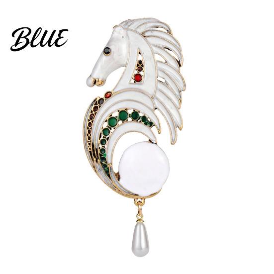 Elegant Animal Brooch Enamel White Horse Retro Lapel Pin