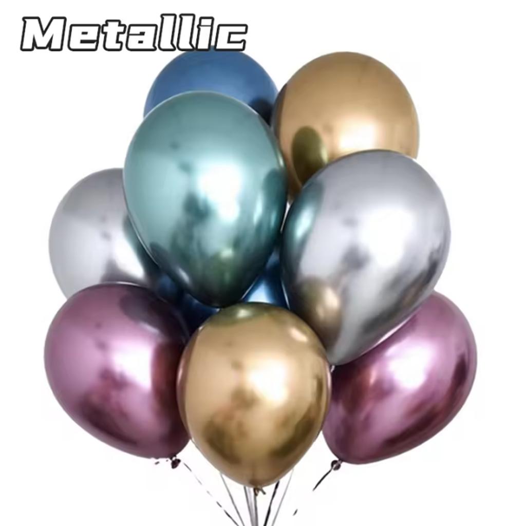 10PCS Gold Silver Metal Latex Confetti Balloons Wedding New year Birthday Party Decorations Matte Globos