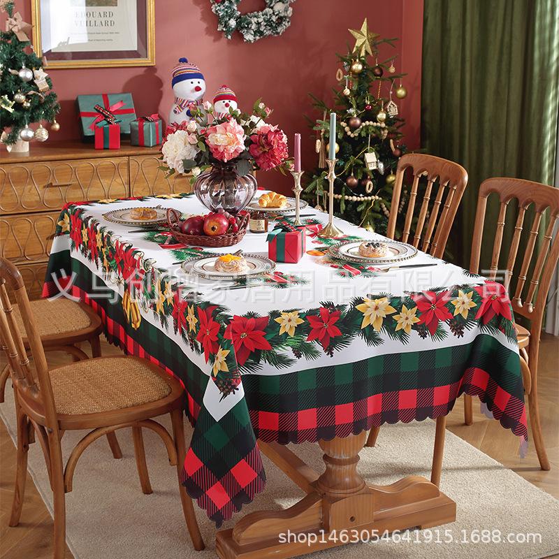 New Christmas Table Cloth Printed Rectangular Home Living Room Table Cloth Festive Party Atmosphere Beautification Decoration