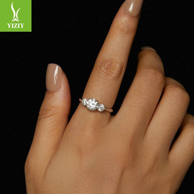 Romantic One-Carat Adjustable Ring Wedding Ring, Sparkling S925 Sterling Silver Jewelry