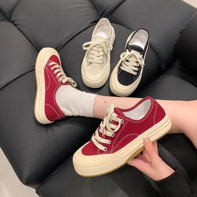 Spring Super Fire Red Canvas Shoes Women's Shoes 2025 New Natal Year Casual Board Shoes Cloth Shoes Light Sneakers