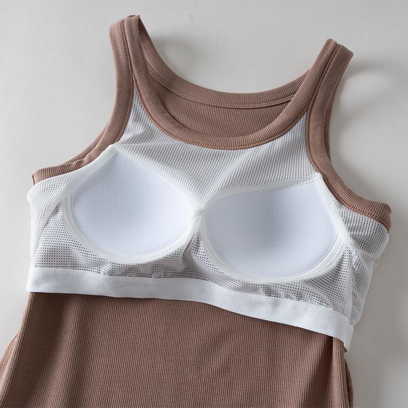 White Backless Camisole Tank with Built-In Bra - Versatile Base Layer for Yoga, Sports, or Everyday Wear