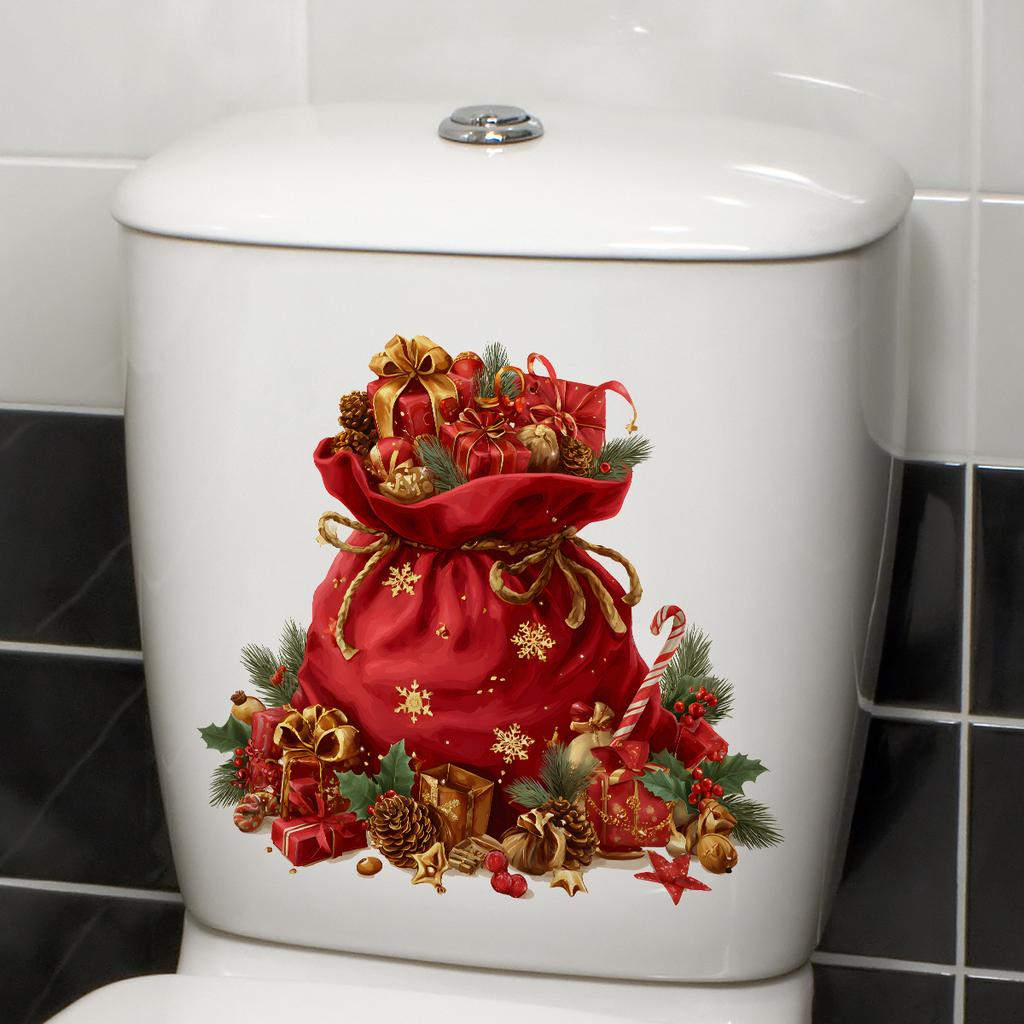 Weihnachtsmann's Geschenksack, Toiletten-Wandsticker, Dekorations-Wandsticker für das Badezimmer