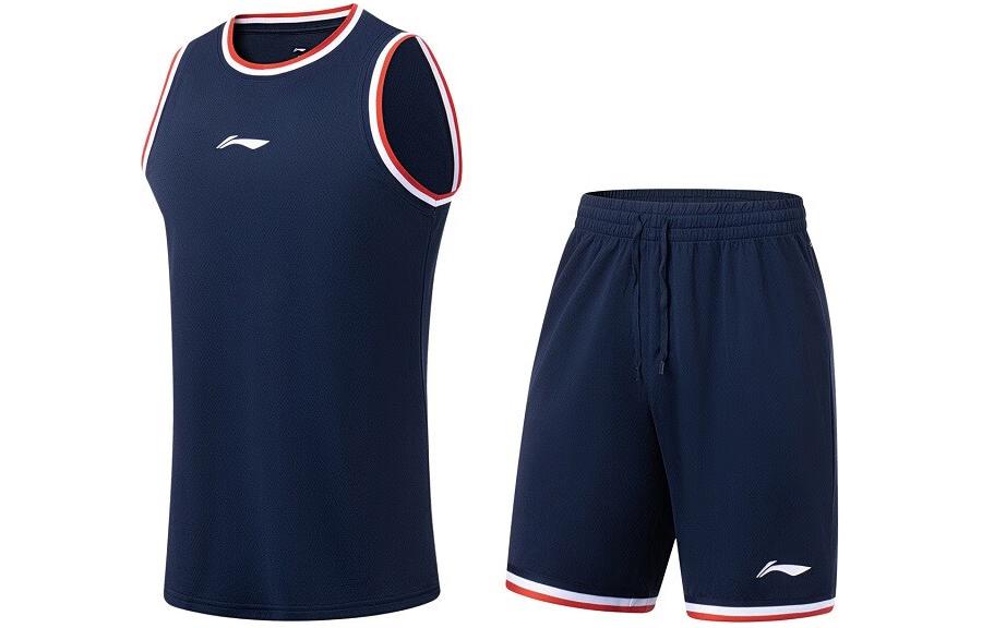 Li Ning Sports Basketball Collection Basketball Suit Men s Guangdong Blue AATT023-1 XL
