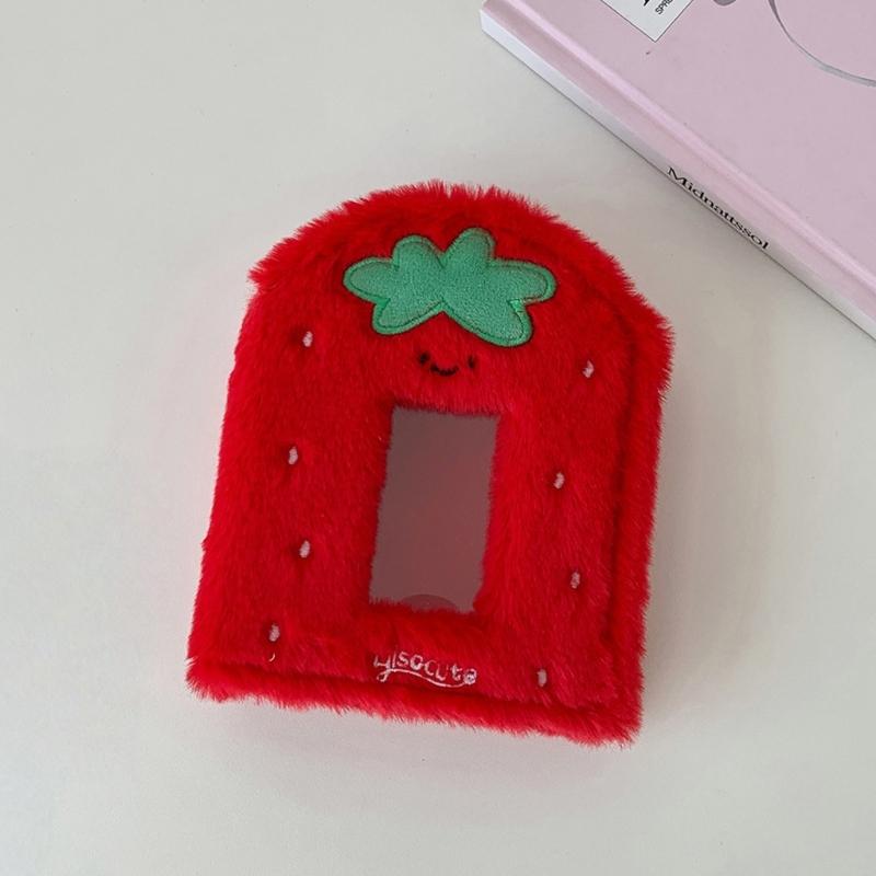 Plush Photocard Binder Cover Cute Strawberry Refillable Page Cartoon 3 Rings Binder Photo Album Shell Organizers