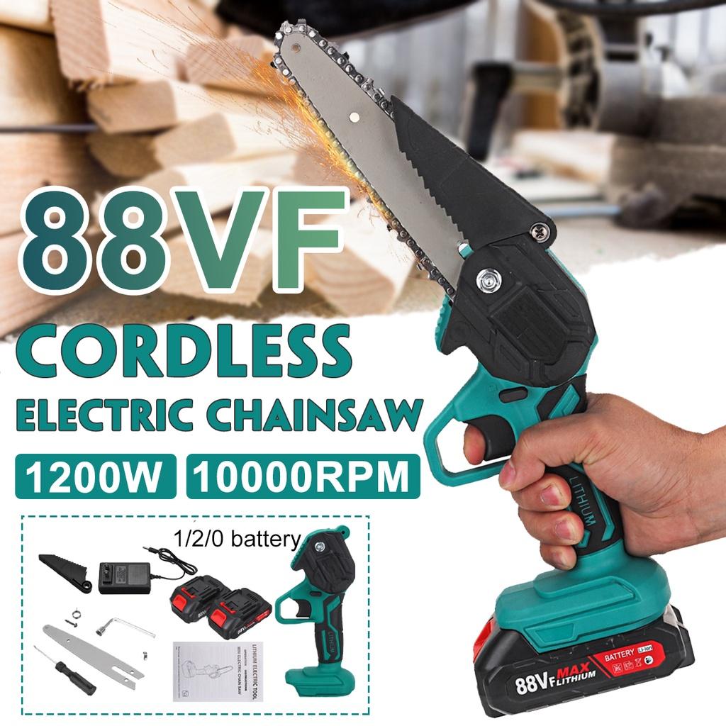 6 Inches 1200W 88Vf Electric Saw Pruning Chain Saw Garden Tree Logging Saw Woodworking Tools Wood Cutter for 18V Battery