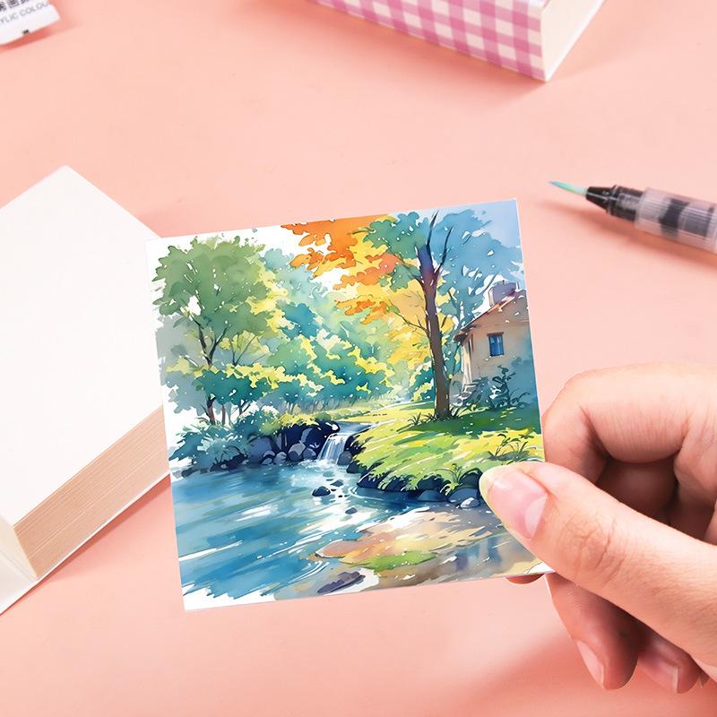 Wheat Youth Watercolor Fish Stationery Set: Gift Box for Students with Notebook and Tools