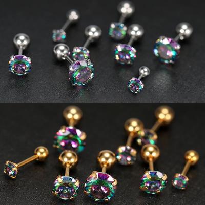 1 Stück Kleine Ohrstecker Ohrringe Knorpelohrringe Bunt Glänzend Zirkon Titanstahl Antiallergischer Schmuck Frauen