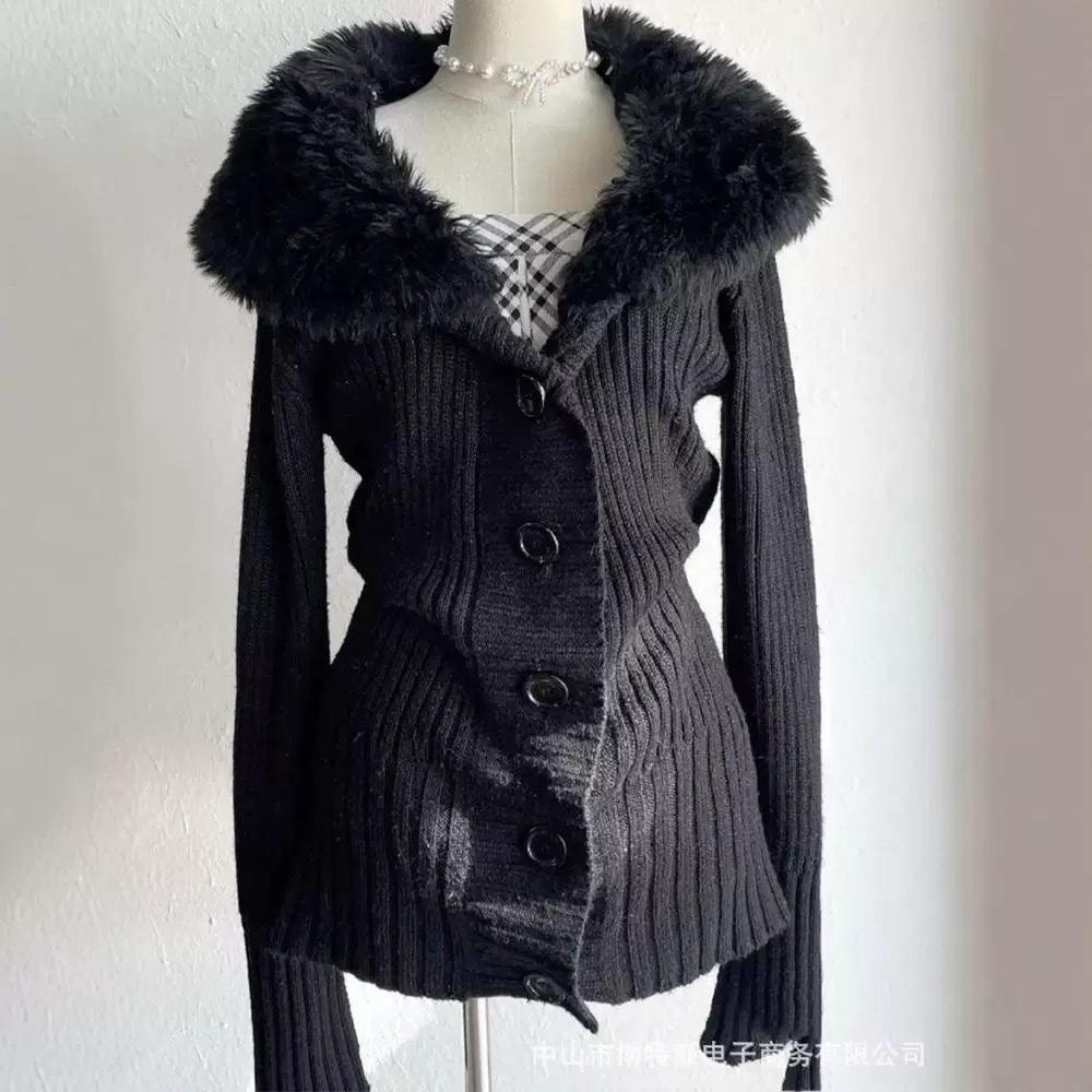 VAYLA Herbst Winter Langarm Mode Damen Cardigan Pullover Gestrickter Mantel Kurz Lässig Einreihig Koreanisch Schlank Weibliches Oberteil
