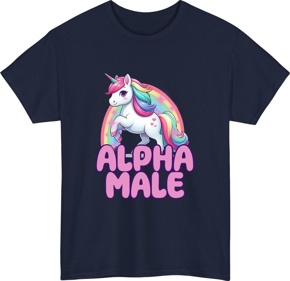 Ironic Alpha Male Unicorn TShirt Funny Rainbow Sarcastic Gift Unisex Tee Top S