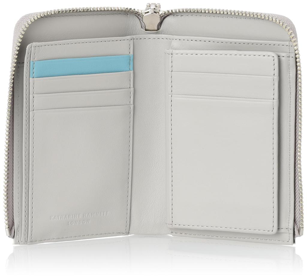 Katharine Hamnett London VITA Wallet, Italian Chrome-Free Leather, Large Zipper, Middle Wallet with Box Coin Purse, White, 490-50901