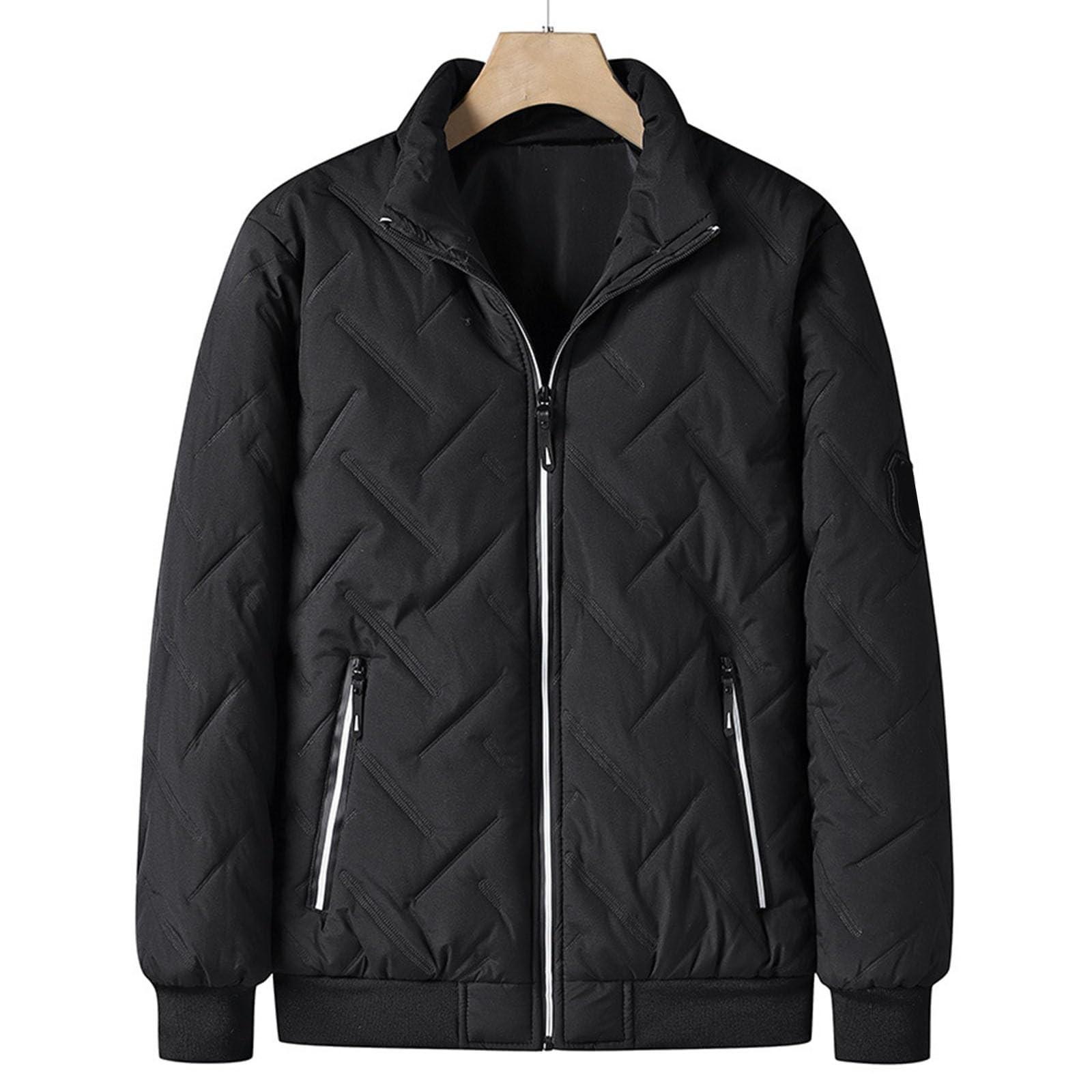 

Мужское осенне-зимнее пальто с хлопковой подкладкой, теплое и толстое ветрозащитное пальто, куртка с воротником-стойкой и хлопковой подкладкой L чёрный