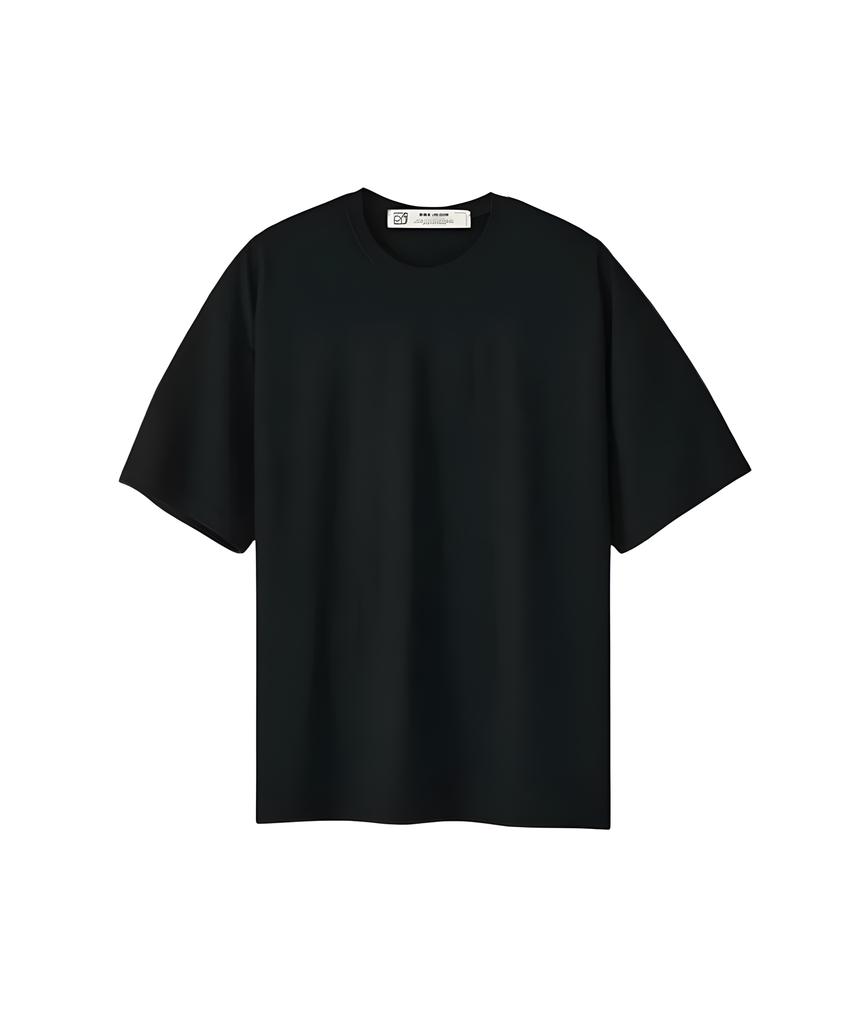 Jelolaunji Wool Jersey Round Neck T-Shirt (Black)