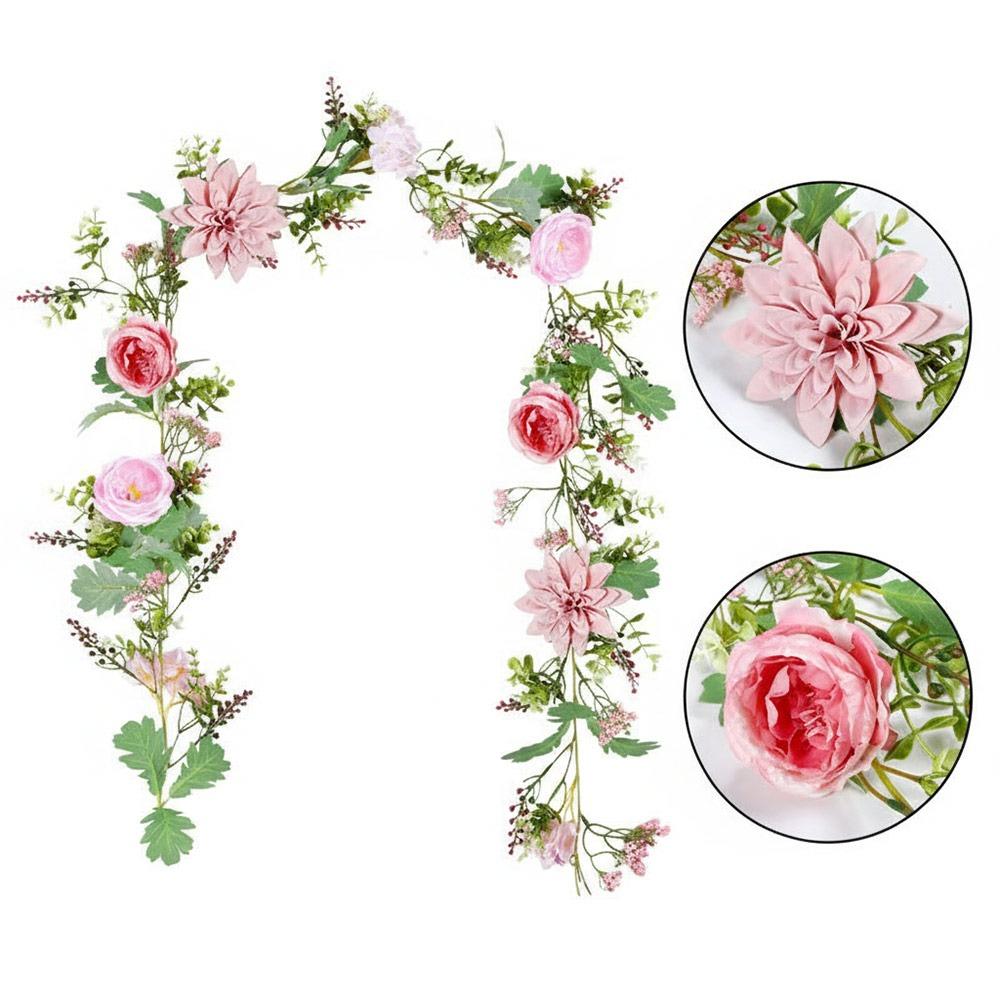 

Multicolor Artificial Poeny Flower Vine Silk Petals Photo Props Simulation Rose Vine Scene Landscaping Green Leaves розовый