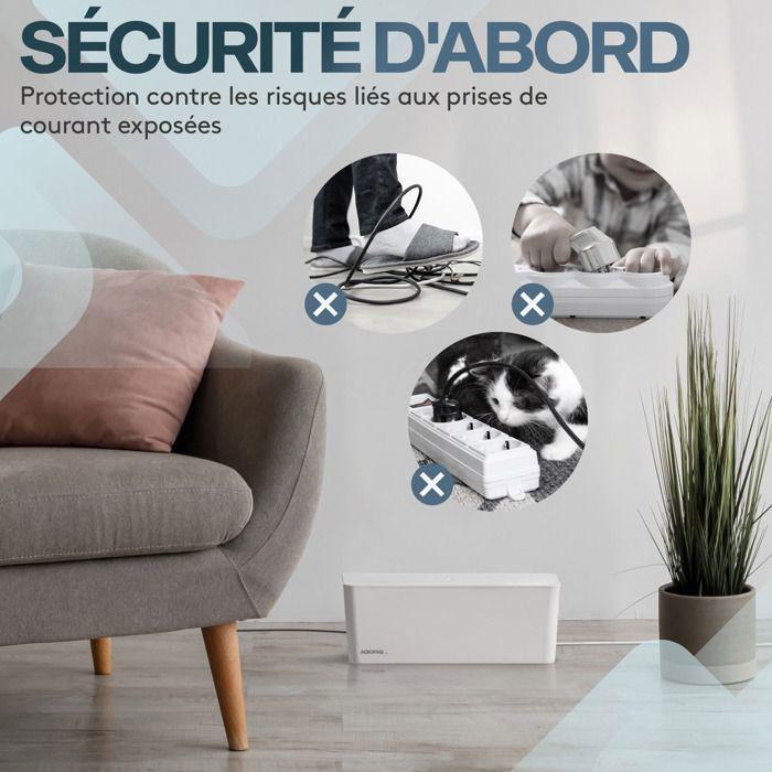 Acropaq boîte cache câble – grand (41 x 13 x 16 cm), cache multiprise, boîte pour rangement des câbles, boîte multiprise - blanc