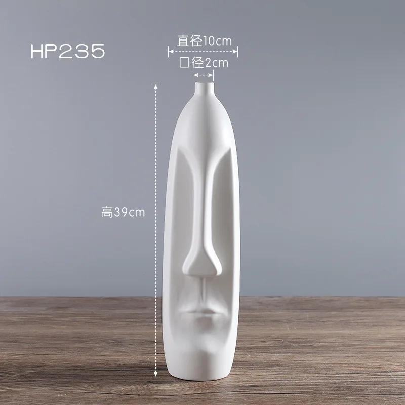 Nordic Minimalist Ceramic Abstract Vase Black and White Human Face Creative Display Room Figue Head Shape Tabletop Vase