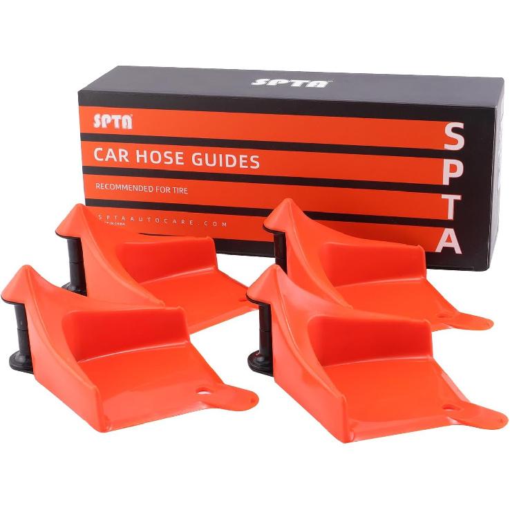 SPTA Car Hose Guide, 4Pcs Automatic Plastic Hose Guides, Car Wheel Rolling System Tool, Preventing Stucking And Snagging Under Tires, For Car,