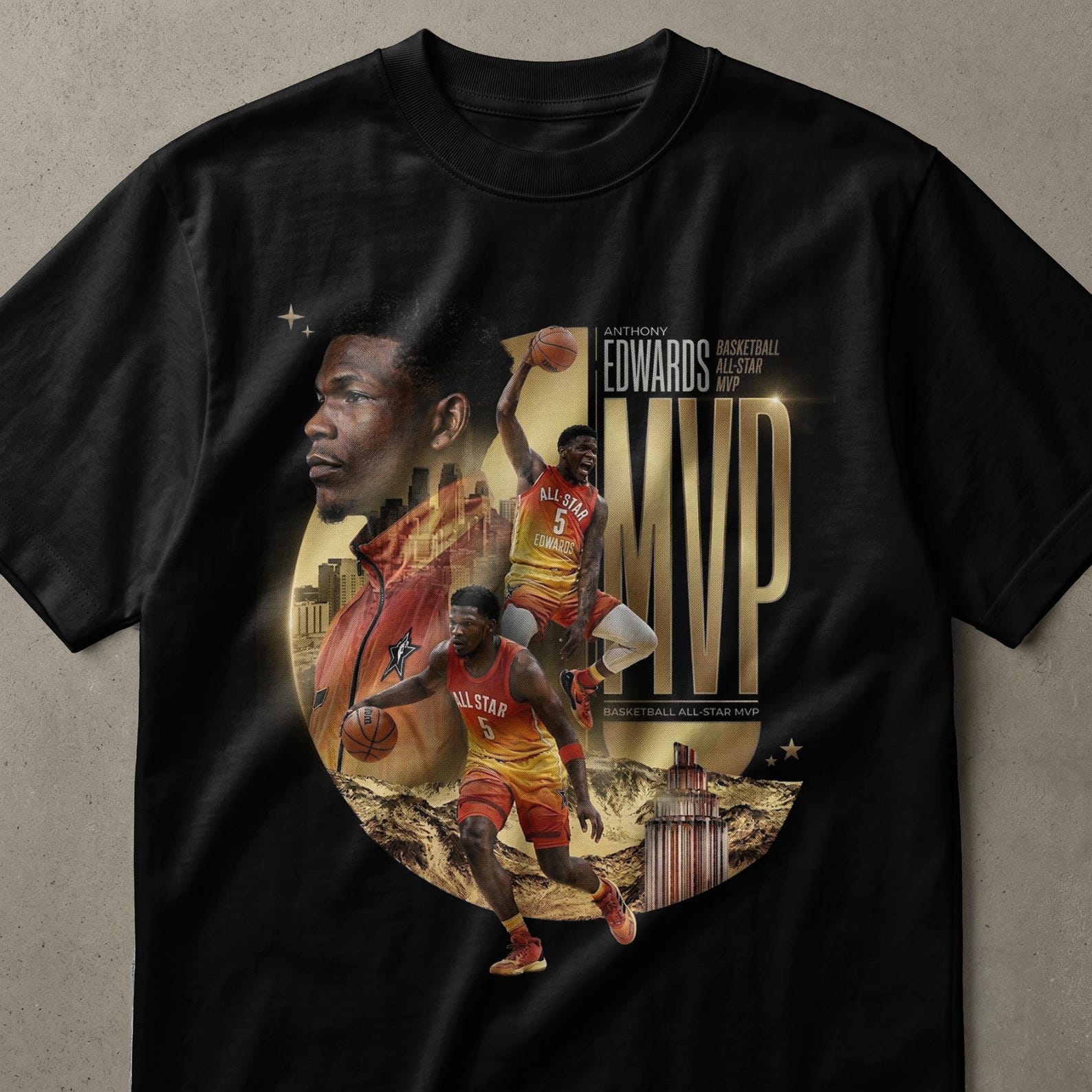 Anthony Edwards MVP Basketball T-Shirt, Dynamic All-Star Player Fan Apparel Tee, Hoops Enthusiast Gift 2XL
