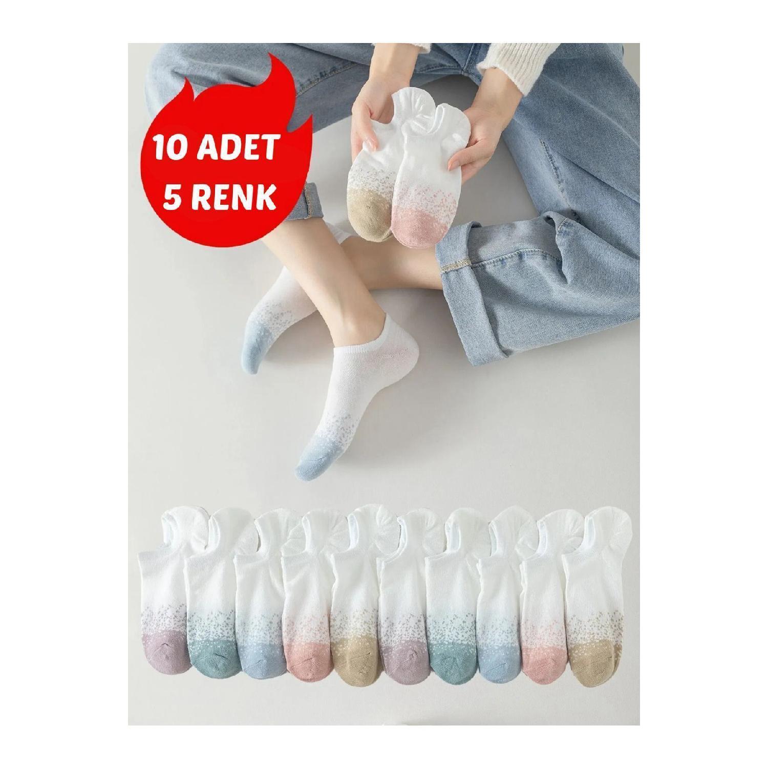 

Dotted Patterned Women s Socks Daily Stylish Look 10 Pairs 5 Different Colors Standart чистий