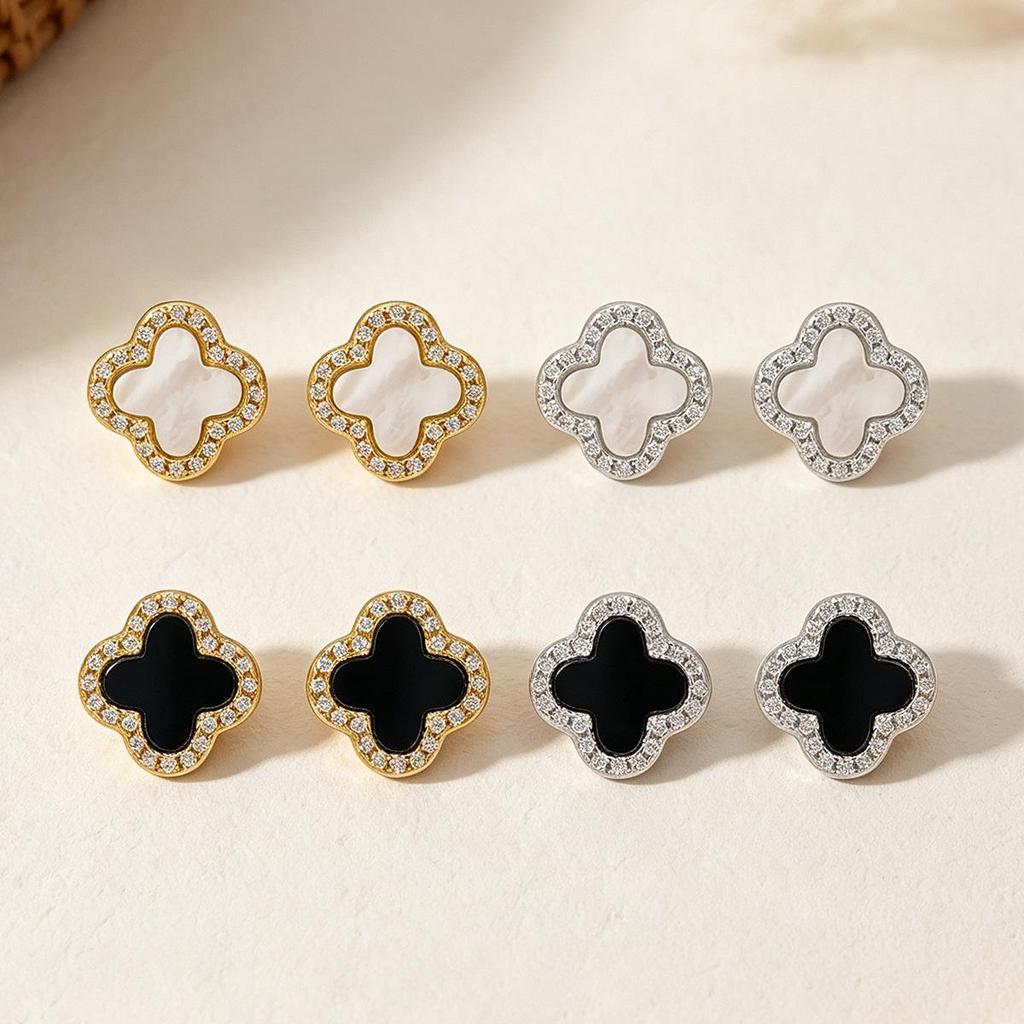 S925 Sterling Silver Four-Leaf Clover Stud Earrings: Luxurious, Versatile Design for Women