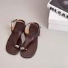 Fashion Real Leather Shoes Woman Flat Sandals Flip Flops Platform Summer Heels  Open Toe Genuine Without Retro Corrective 2025 Girls