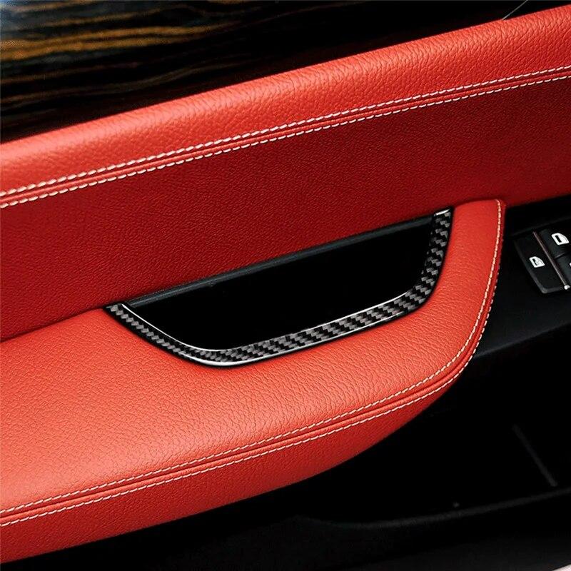 Fibră de carbon, mâner interior pentru ușă mașinii, cutie de depozitare, capac pentru cadru, pentru BMW X3 F25 X4 F26 2011-17 Accesorii modificate pentru interior auto