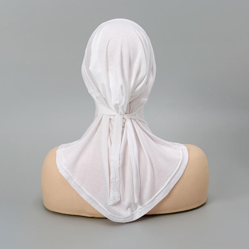 Modal Jersey Full Coverage Tie Back Under Cap Solid Color Muslim Woman Hijab Innerscarf Islamic Fashion Turban Bonnet 40*40Cm