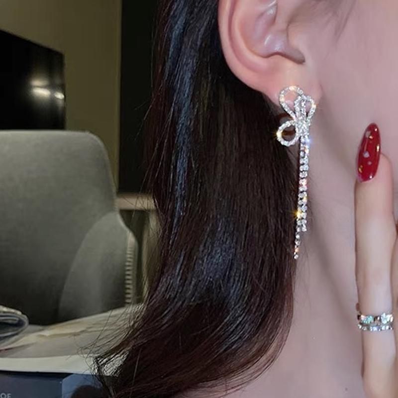 Luxury Rhinestone Women's Earrings For women Bowknot Zircon Earrings New Shiny Wedding Statement Party Jewelry Gifts