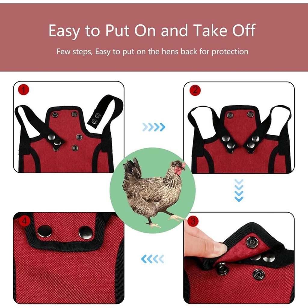 Hen Saddle Sweater Clothes, 3 Pieces Premium Chicken Saddles with Stretchy Strap, Birds Protector for Back and Sides, Poultry Accessories for Hens