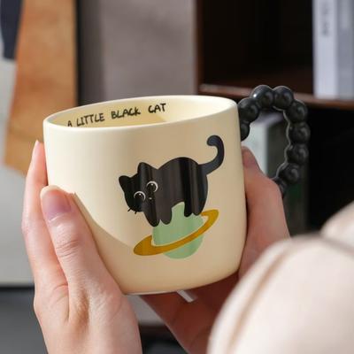 Carino Gattino Nero Cartone Animato Tazza Ceramica Regalo Tazza Singola Souvenir Tazza Animale Carino Tazza Caffè Ufficio