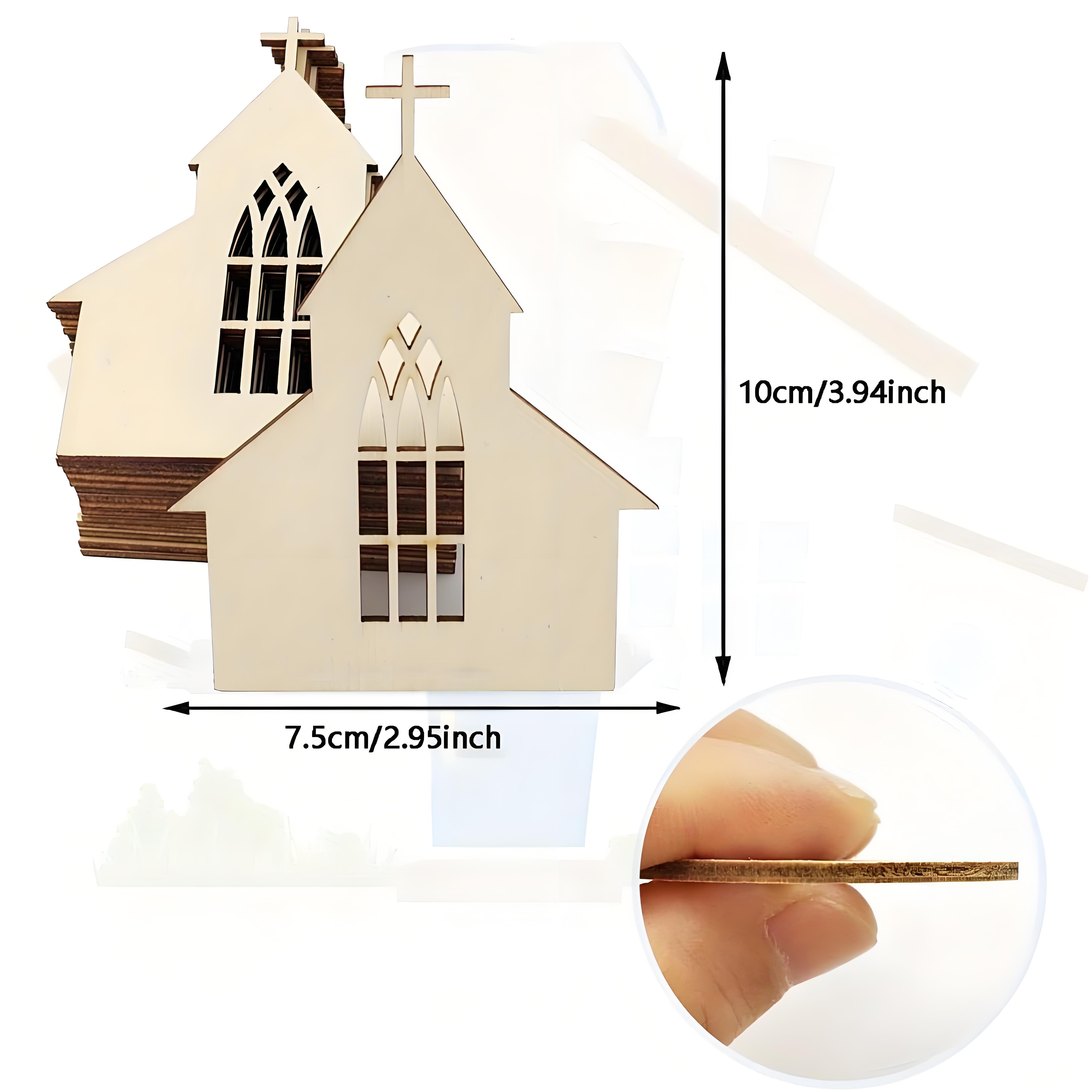 

20 Pieces Wooden Church Paper Cutouts for DIY Home Decorations Wooden House Design Labels for Painting And Graffiti Art