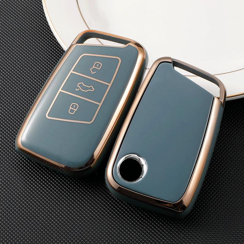 Soft TPU Car Remote Key Case Cover Shell For VW Volkswagen Passat B8 Magotan For Skoda Kodiaq Superb A7 Smart Keyless