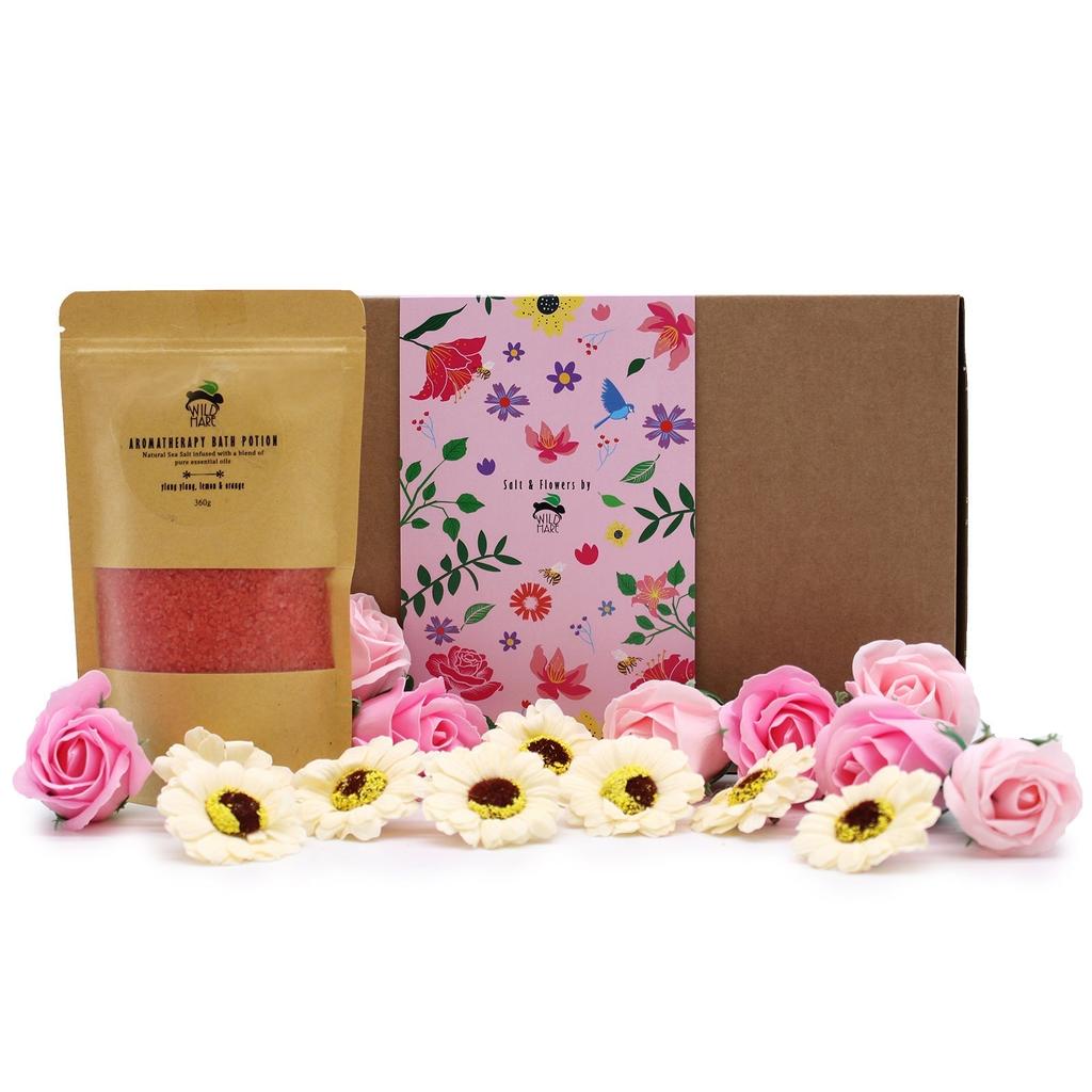 Bath Salt and 16 Soap Flowers Set, Passion