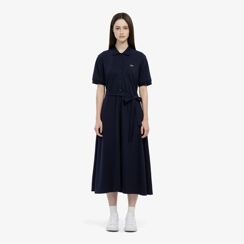 Lacoste Women's Fit and Flare Short Sleeve Pique Dress EF211E-56GHDE