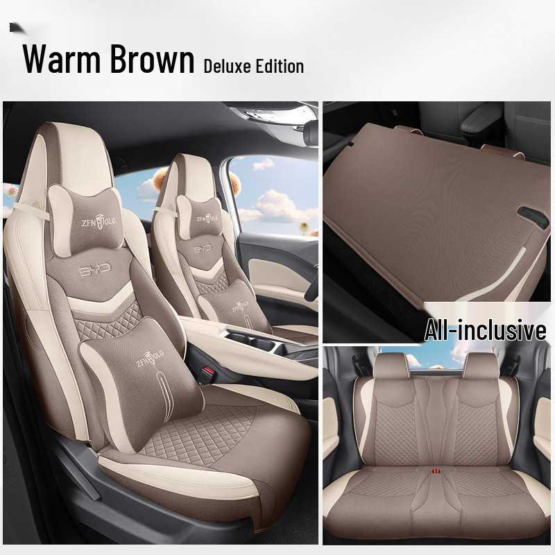 Breathable Fabric Linen Car Seat Covers for BYD Seagull (Five-Seater, Universal Fit)