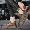 Leather shoes men's 2025 autumn new leather casual men's shoes soft-soled lace-up socks versatile British style block shoes