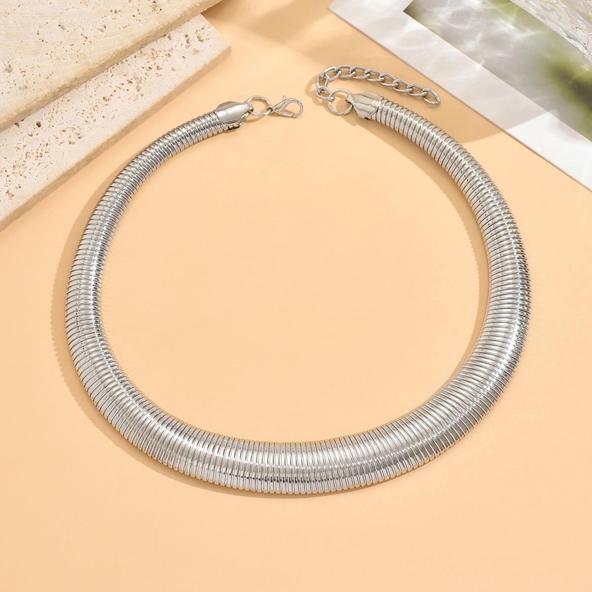 Stainless Steel Exaggerated Heavy Metal Chunky Torques Choker Necklace for Women Trend Vintage Thick Chain Jewelry Steampunk Men