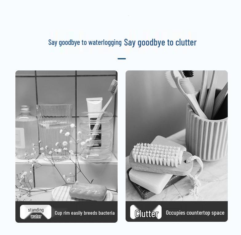 Wall-Mounted Toothbrush & Toothpaste Holder with Suction Cup and Rinsing Cup