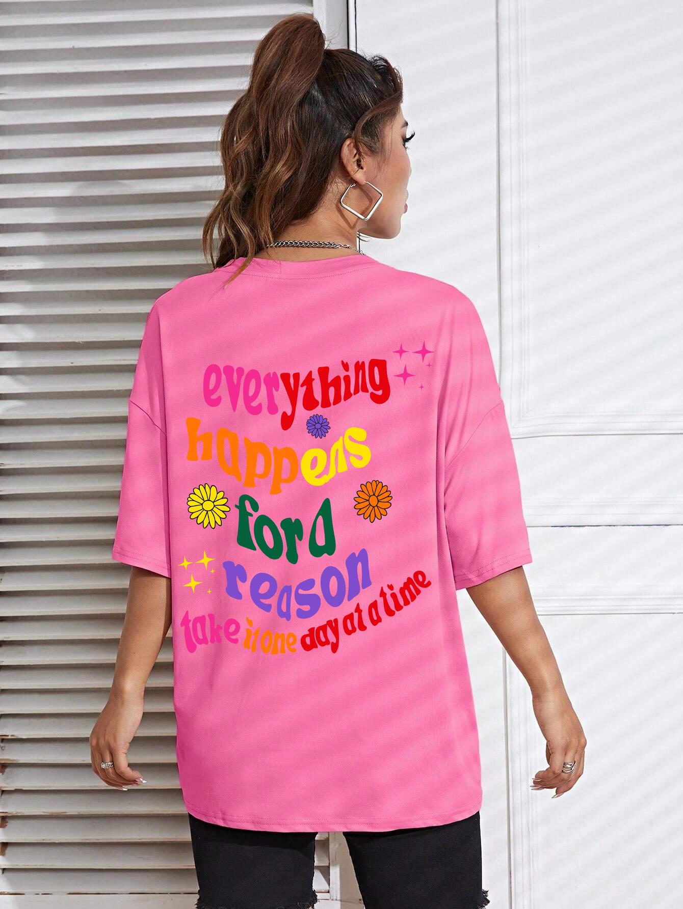 

Красочная футболка с лозунгом Все происходит не просто так из хлопка для женщин, винтажная, на каждый день, хипстерская футболка, креативная футболка, топ L