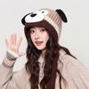 Unisex Winter Cartoon Dog Earflap Knit Beanie Warm Tie Hat