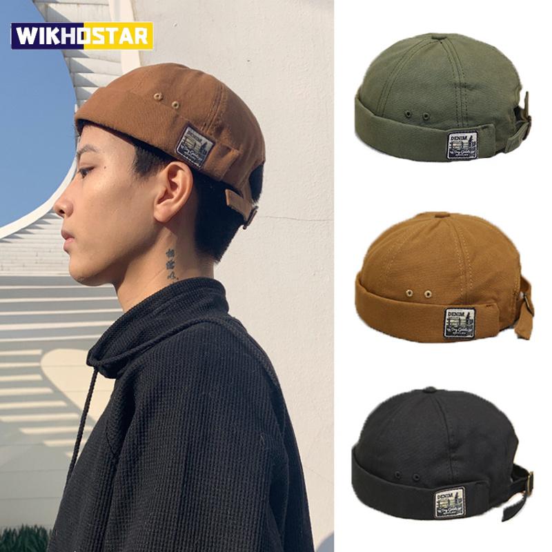Soft Cotton Brimless Dome Hat For Men Women Solid Color Adjustable Melon Docker Cap Unisex Hip Hop Street Landlord Hats Beanies